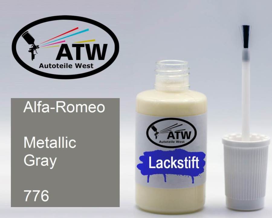 Alfa-Romeo, Metallic Gray, 776: 20ml Lackstift, von ATW Autoteile West.